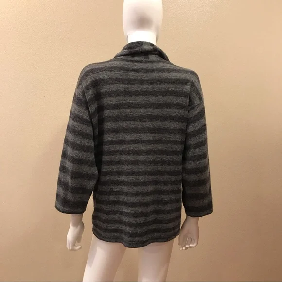 Jones New York Cowl Neck Sweater Womens Large Grey Stripe Acrylic Wool Blend - Picture 3 of 9